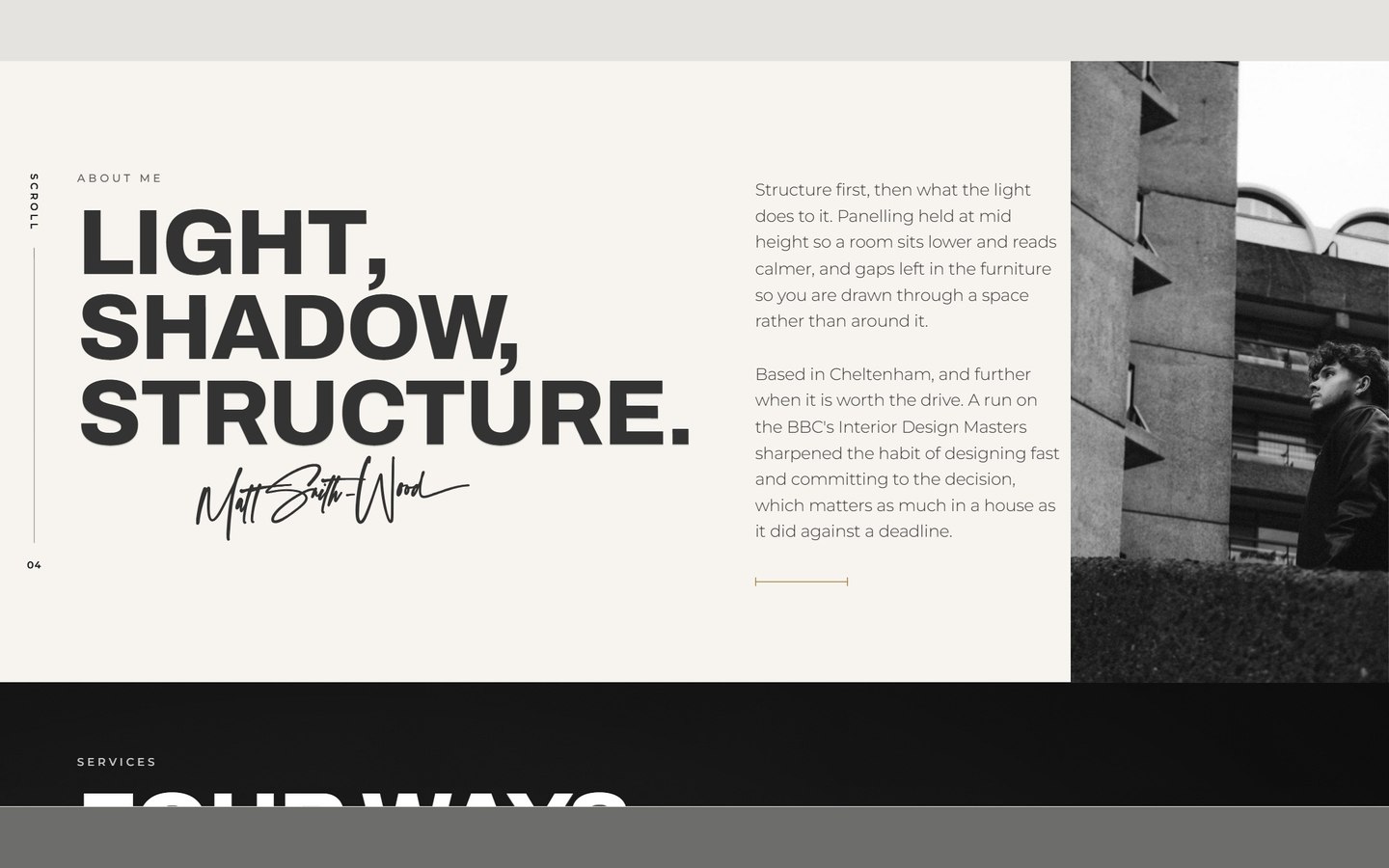 Light, shadow, structure, with his own signature