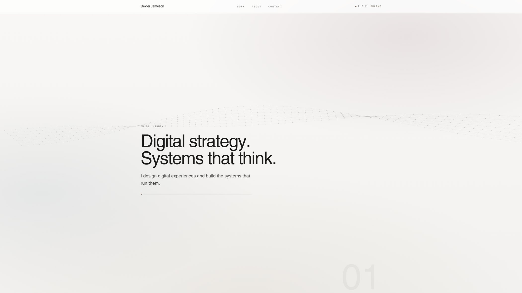 The new homepage, off-white and silent