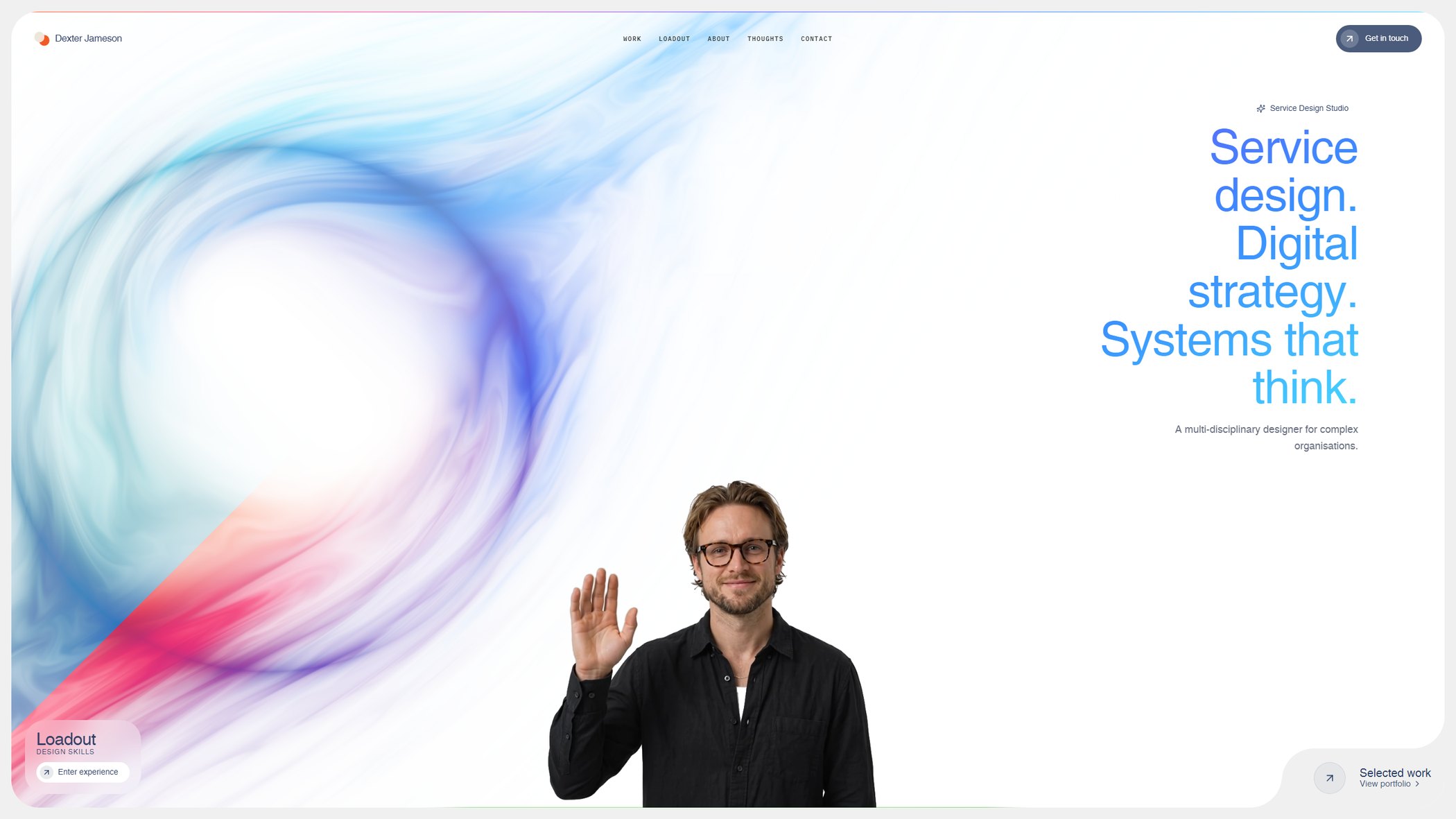 The old homepage, candy gradient and particle simulation