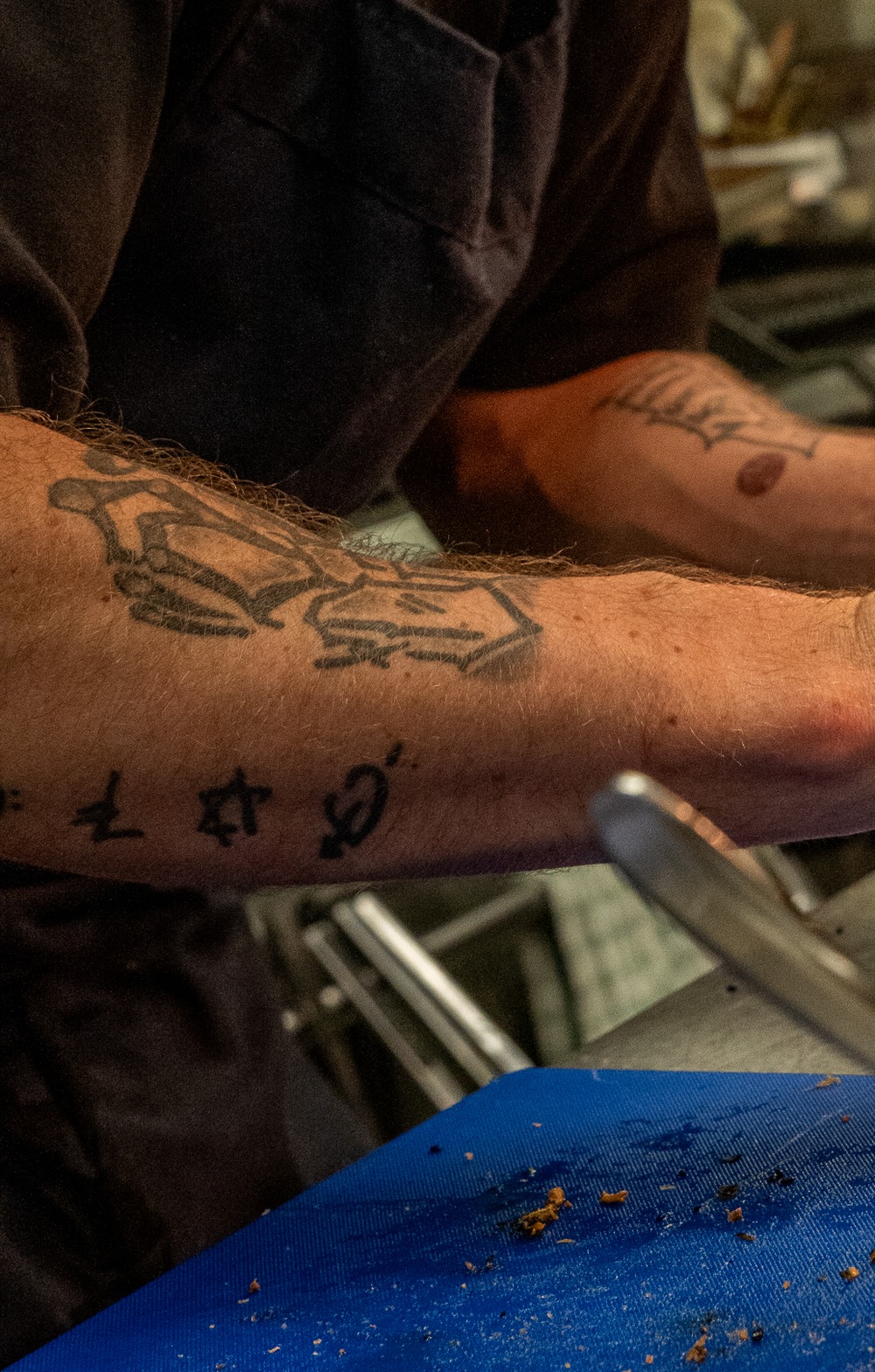 The forearm the stencils were traced from