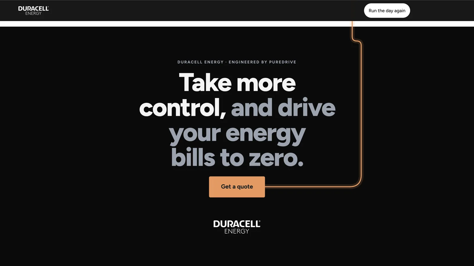 The close: take more control, and drive your energy bills to zero, with the copper line landing in the button