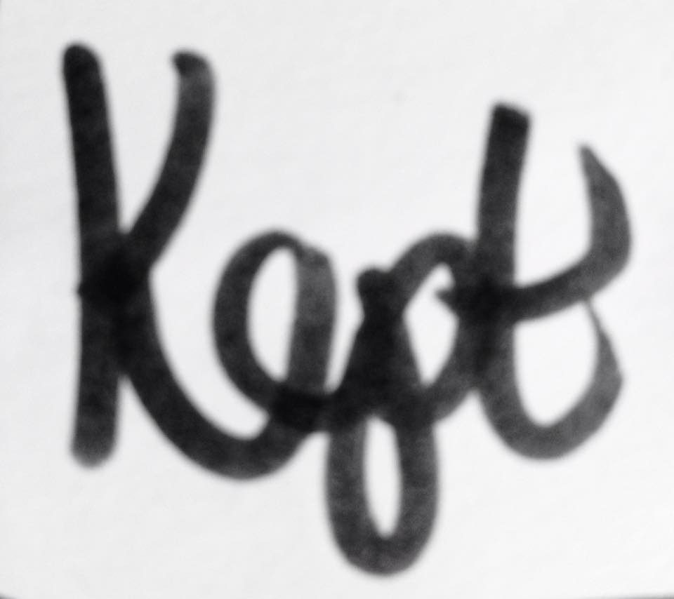 The word Kept, hand-lettered in thick black brush, scanned from paper