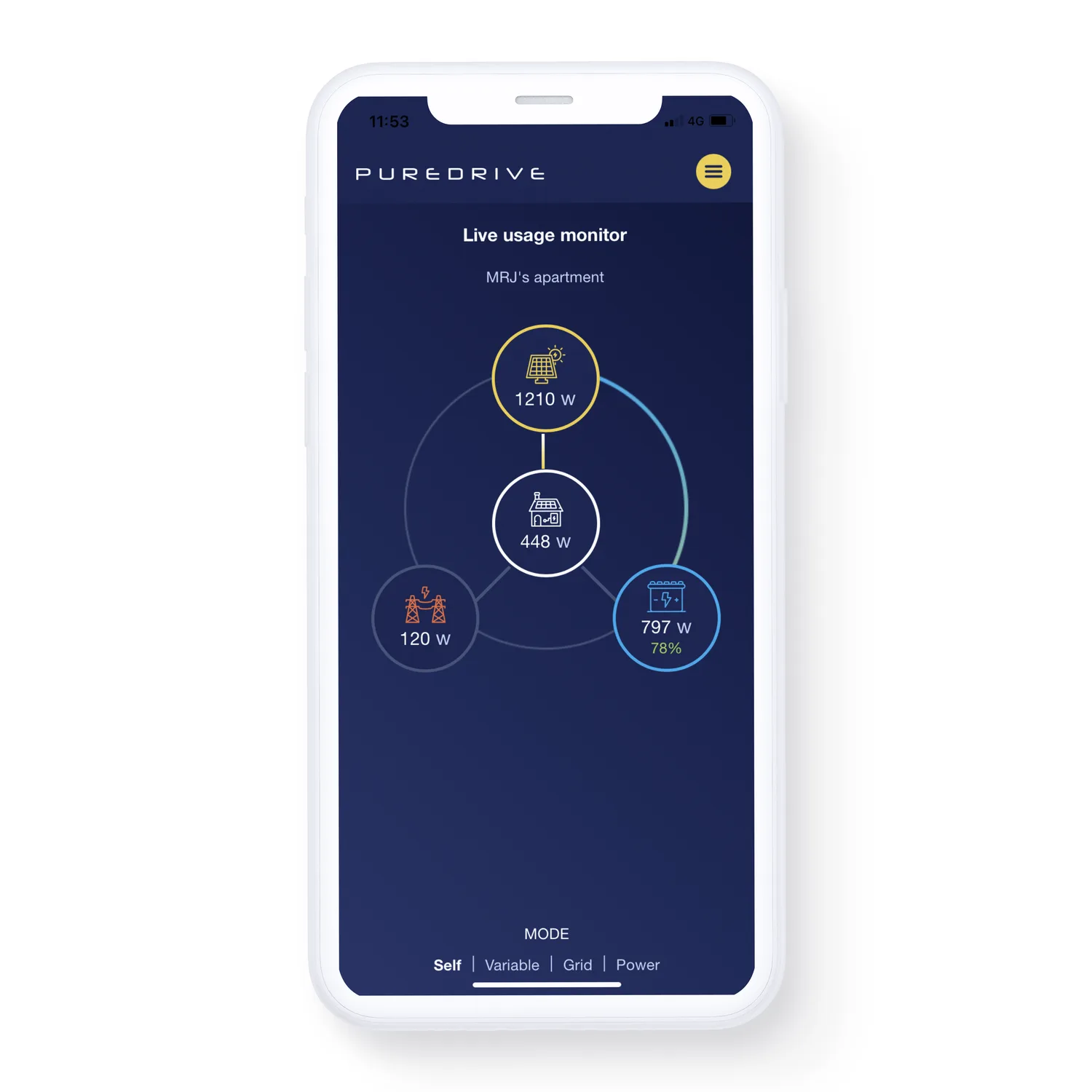 Puredrive energy monitoring app