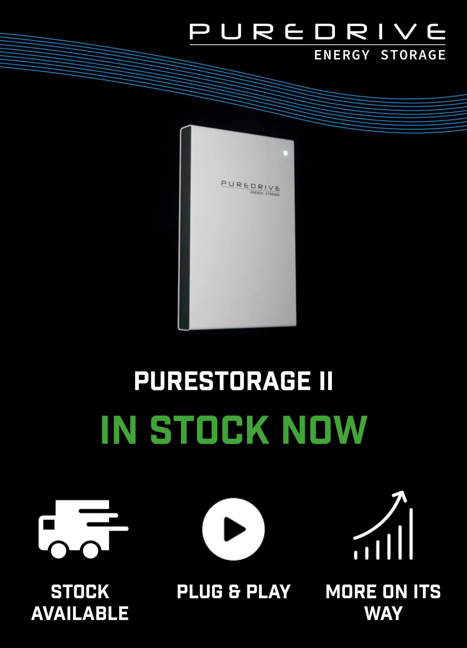 Email campaign artwork announcing Purestorage II in stock