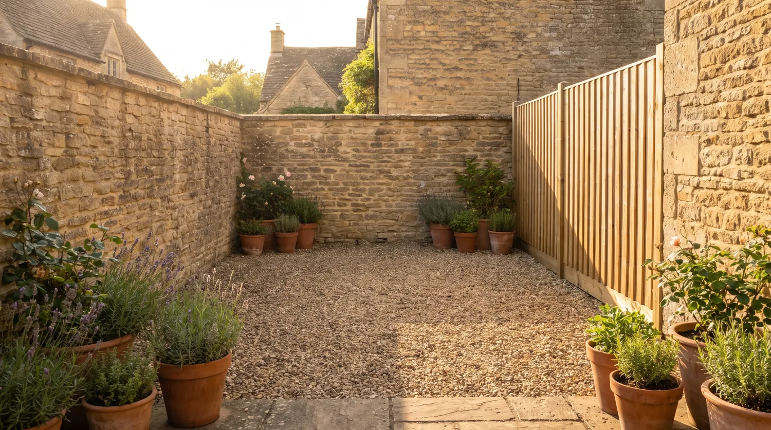 Walled courtyard garden preset backdrop