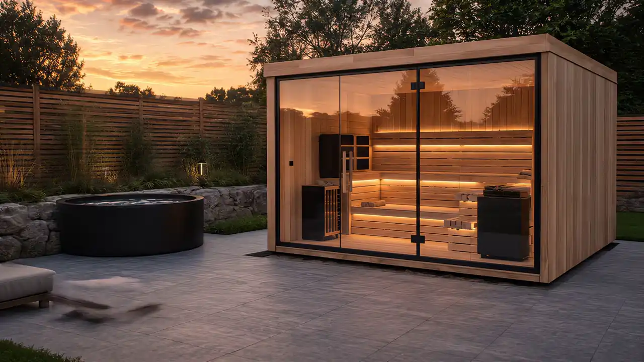 Cedar cladding closed over and the interior lit