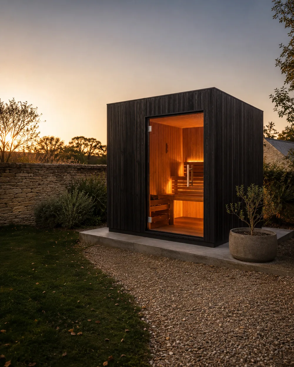 Sauna clad in charred larch
