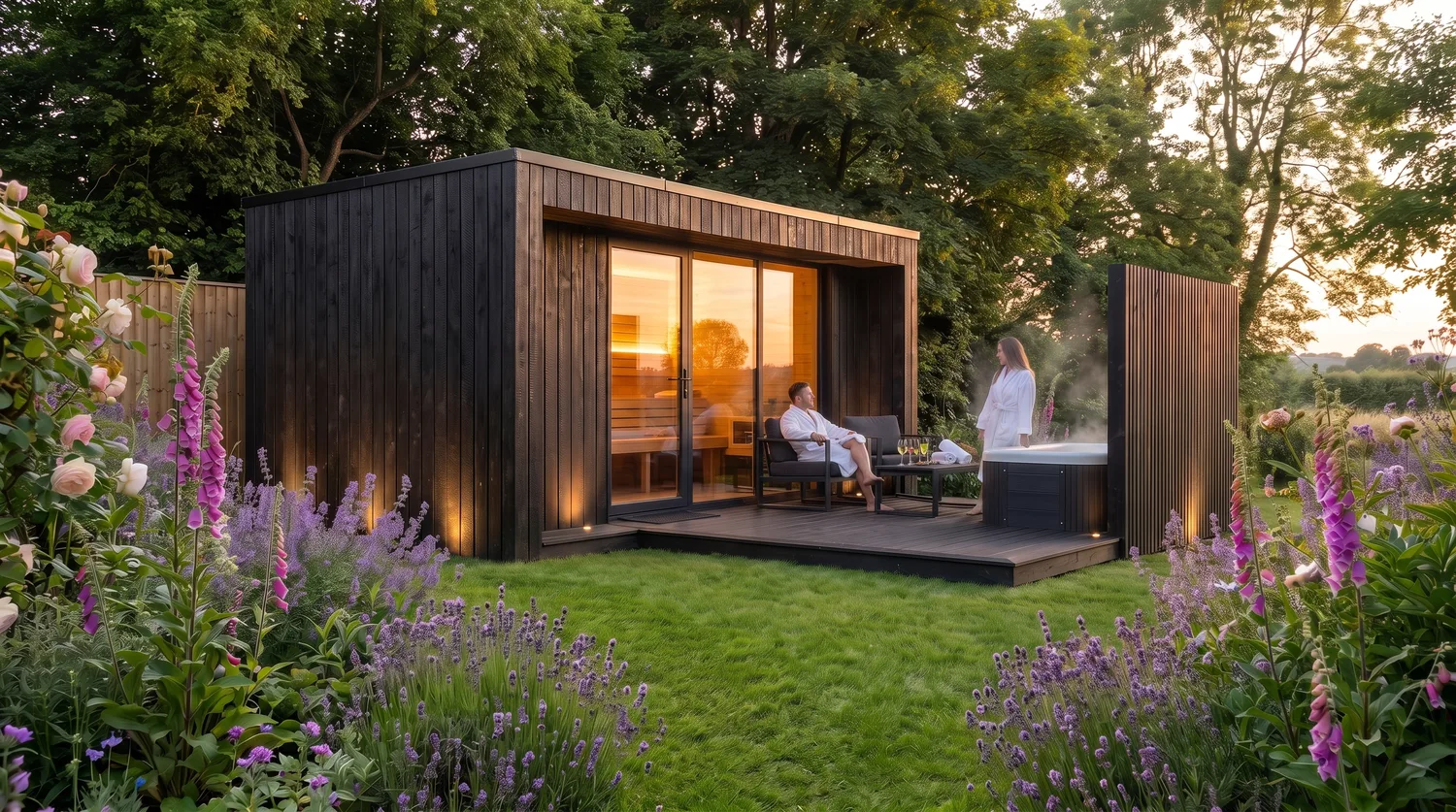 Lifestyle render of the sauna in use