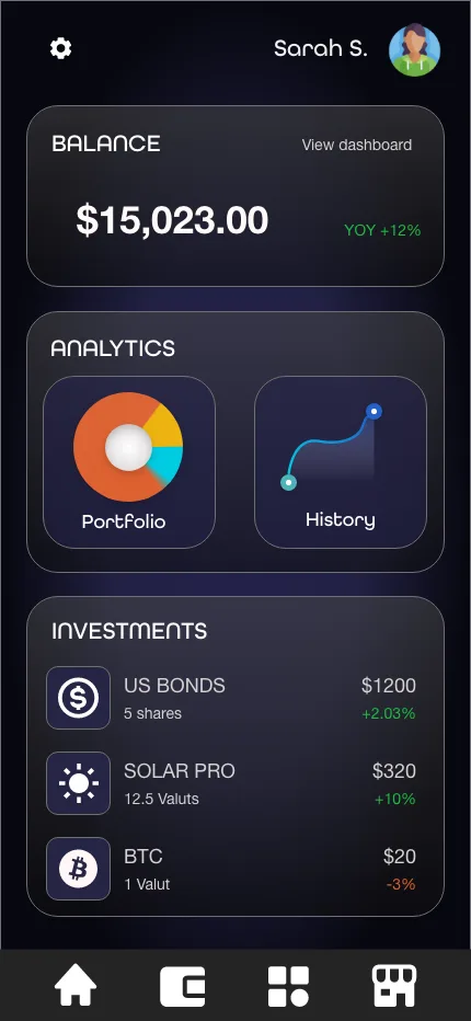 Marketplace screen