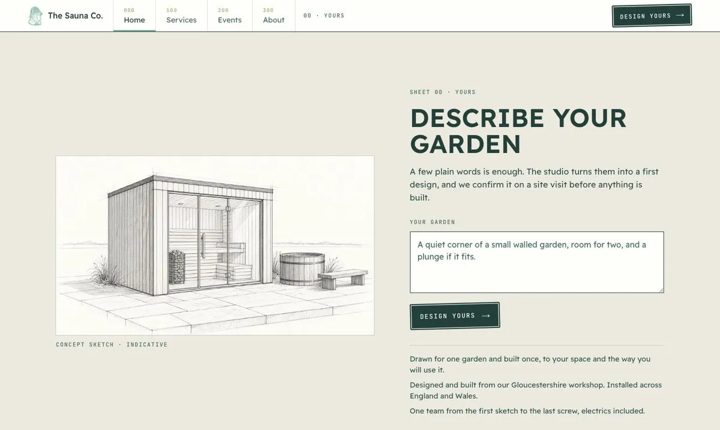 The Sauna Co. garden configurator