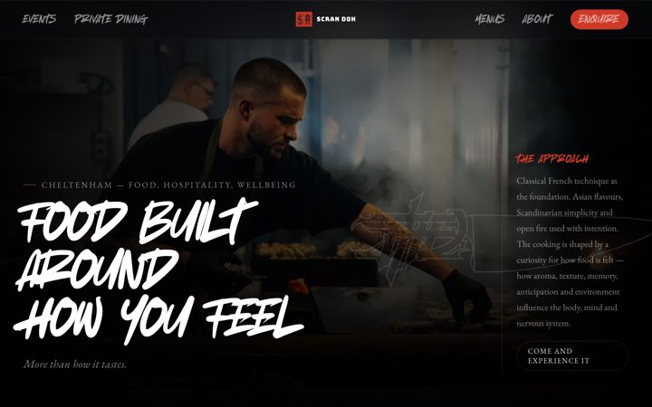 Scran Doh website hero scroll