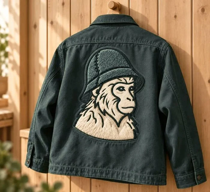 Felt and chenille back patch across the shoulders