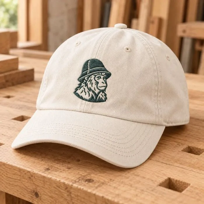 Cream cotton cap with the mark on the front panel