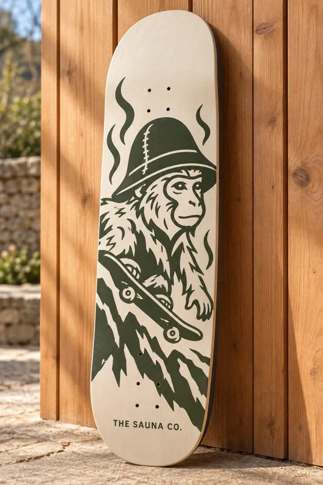 Skate deck with the host at full height