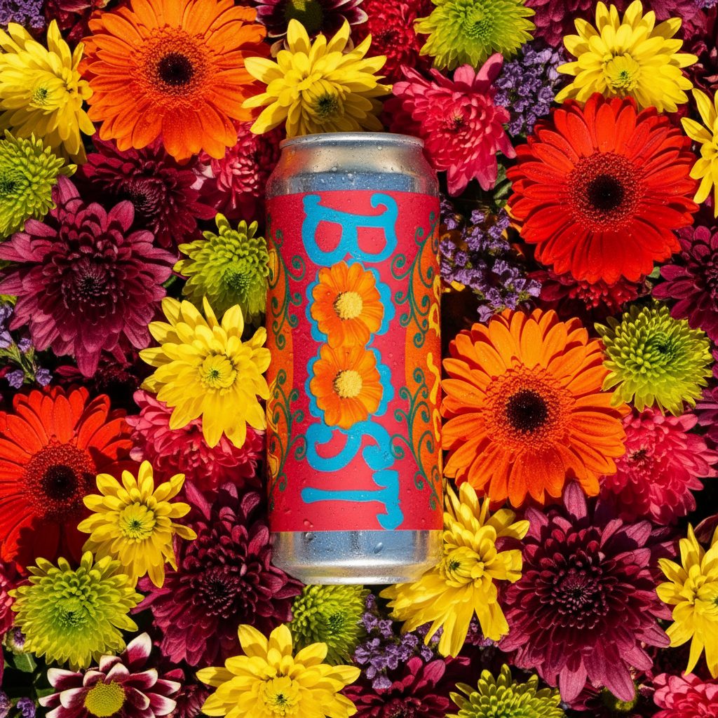 Boost can laid in a warm bed of orange flowers