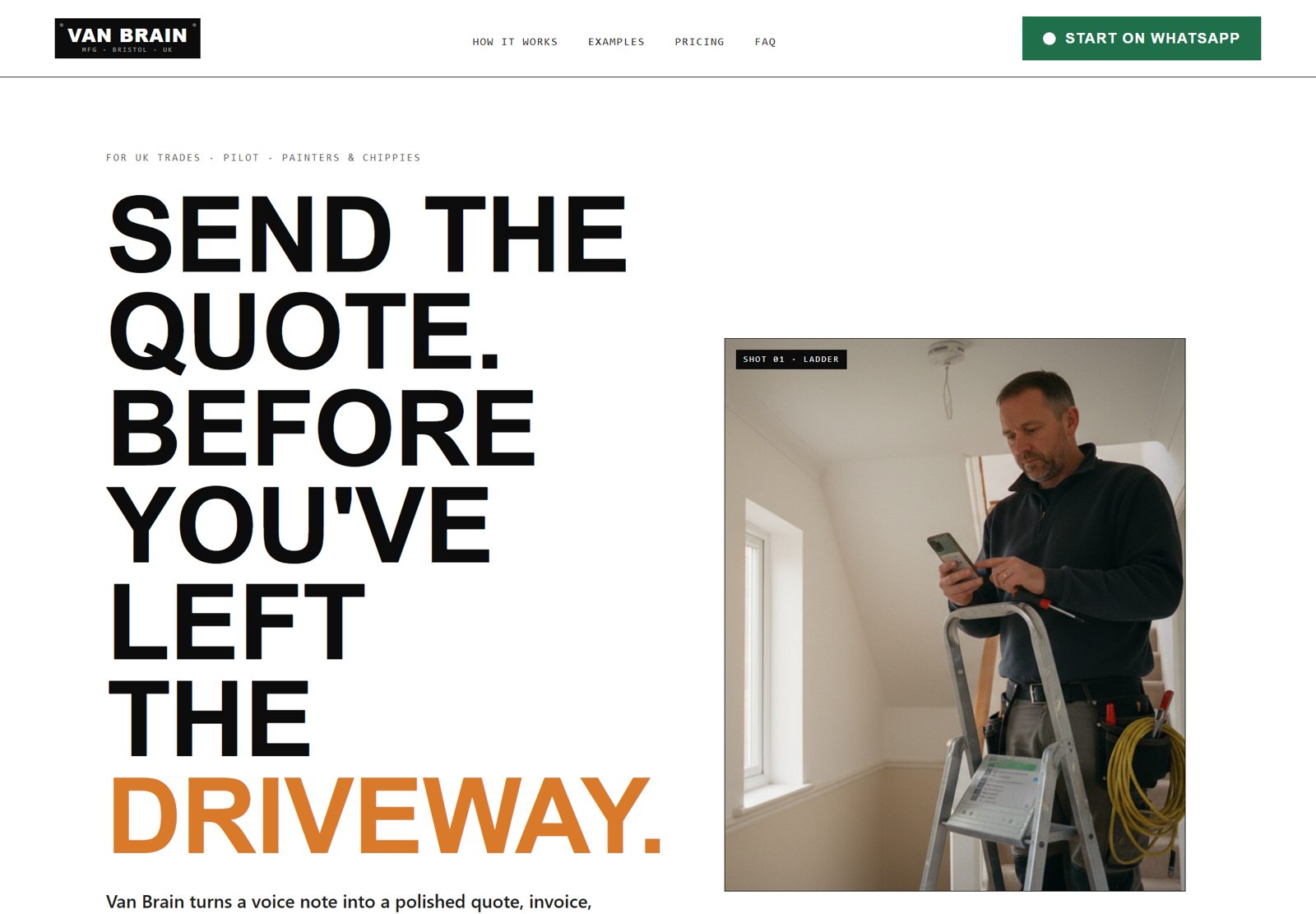 Van Brain landing page